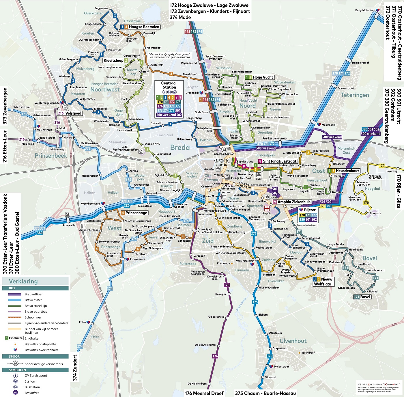 Buslijnen Breda stad